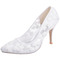 Dentelle de printemps bouche peu profonde pointu chaussures simples fleurs brodées talons hauts chaussures de mariage blanches - Page 2