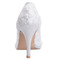 Dentelle de printemps bouche peu profonde pointu chaussures simples fleurs brodées talons hauts chaussures de mariage blanches - Page 4