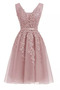 Robe Demoiselle d'Honneur Sans Manches Epurée Naturel taille Au Drapée Longueur Genou - Page 25