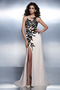 Robe de Soirée Naturel taille Broderie Chiffon aligne Médium Train de balayage - Page 1