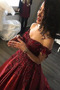 Robe de Cocktail Longueur Genou Épaule Dégagée A-ligne Manche Courte - Page 3