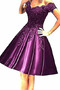 Robe de Cocktail Longueur Genou Épaule Dégagée A-ligne Manche Courte - Page 7