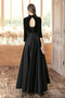 Robe de Bal Manche Longue A-ligne Col haut Longueur Cheville Lacet - Page 2