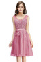 Robe Demoiselle d'Honneur Sans Manches Epurée Naturel taille Au Drapée Longueur Genou - Page 3
