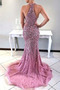 Robe de Bal Pailleté Licou Sans Manches Col en V Foncé Tulle Train de balayage - Page 2