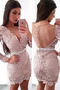 Robe de Cocktail Tissu Dentelle Manche Longue Glamour Courte Maigre - Page 1