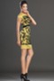 Robe de Cocktail Courte Maigre vogue Ceinture en Étoffe Zip Jaune clair - Page 4