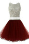Robe de Cocktail Col ras du Cou Glamour Poire Tulle Sans Manches Naturel taille - Page 4