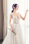 Robe de mariée Luxueux Poire Tissu Dentelle a ligne Col en V Haut Bas - Page 5