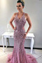 Robe de Bal Pailleté Licou Sans Manches Col en V Foncé Tulle Train de balayage - Page 1