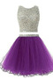 Robe de Cocktail Col ras du Cou Glamour Poire Tulle Sans Manches Naturel taille - Page 5