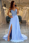 Robe de Soirée Thigh-High Slit Printemps Naturel taille Lacet Ouverture Frontale - Page 1