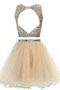 Robe de Cocktail Col ras du Cou Glamour Poire Tulle Sans Manches Naturel taille - Page 2