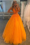 Robe de Bal a ligne Tulle Appliques Col en V Formelle Poire - Page 1