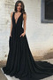 Robe de Bal Dos nu Satin Au Drapée Poire Elégant Col en V Foncé - Page 1