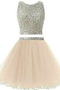 Robe de Cocktail Col ras du Cou Glamour Poire Tulle Sans Manches Naturel taille - Page 1