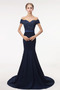 Robe de Bal Perle Traîne Courte Formelle Sirène Couvert de Dentelle - Page 3