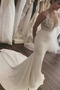 Robe de mariée Sirène Col en V Sans Manches Classique Appliquer Couvert de Dentelle - Page 1