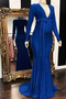 Robe de Soirée Sirène Haute Couvert Manquant Naturel taille Col en V Foncé - Page 4