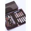 Fermeture éclair sac 9 pièces Festival haut acier inoxydable PU cuir affaire Nail Clippers