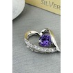 violet en forme de coeur argent diamant incrusté bijoux femme Collier & pendentif