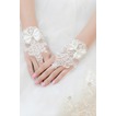 Gants de mariage Short Pailleté Decoration Tissu Dentelle Mitten