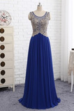 Robe de Soirée Médium Sans Manches A-ligne Appliques Epurée Naturel taille