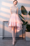 Robe de Cocktail Asymétrique Dramatique Perle Sans Manches Organza