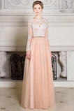 Robe de Soirée Pittoresque Naturel taille Col Bateau A-ligne Tissu Dentelle