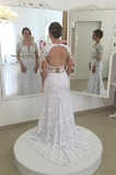 Robe de mariée Dos nu Train de balayage Couvert de Dentelle Plage