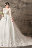 Robe de mariée Pomme 3/4 Manche Manche Aérienne Formelle A-ligne Lacet