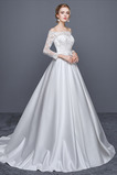 Robe de mariée aligne À la masse 3/4 Manche Eglise Manche Aérienne