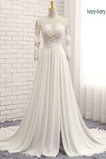 Robe de mariée Gaze Luxueux Col ras du Cou Couvert de Dentelle