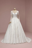 Robe de mariée Manche Longue Col ras du Cou Longue Lacet Manche Aérienne