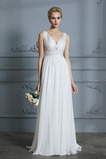 Robe de mariée A-ligne Sommaire Traîne Courte Été Chiffon Décolleté Dans le Dos