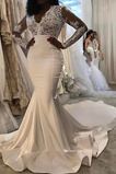 Robe de mariée Manche Longue Manche Aérienne Naturel taille Appliques