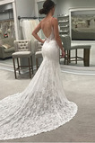 Robe de mariée Dentelle Sirène Dos nu Été Sexy Longue