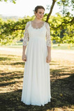 Robe de mariée Dentelle Zip De plein air Empire Col U Profond Empire