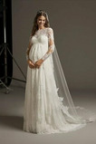 Robe de mariée Nœud à Boucles Rivage Manche Aérienne taille haut Col Bateau