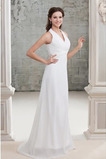 Robe de mariée Plissé Zip A-ligne Chiffon Col en V noble