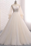 Robe de mariée a ligne Appliques Eglise Automne Tulle Longue