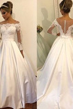 Robe de mariée Manche Longue Traîne Courte aligne Automne Appliques