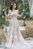 Robe de mariée Glissière Manquant Épaule Dégagée Longue A-ligne Romantique