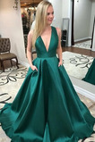 Robe de Soirée Norme Tulle Col en V Nœud à Boucles Milieu A-ligne