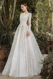 Robe de mariée Manche Longue Col U Profond Étoilé Au Drapée De plein air