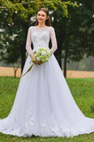 Robe de mariée Manche Longue Glamour Col Bateau Fourreau Avec Bijoux