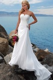 Robe de mariée Fourreau pli À la masse Été A-ligne Zip Plage