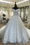 Robe de mariée Longue Basque Manche Courte Formelle Lacet Printemps