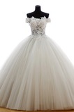 Robe de mariée Tulle Eglise Traîne Courte Formelle Épaule Dégagée