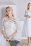 Robe de mariée Manche de T-shirt Rivage Printemps Couvert de Dentelle
